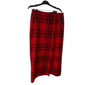 Eddie Bauer vintage skirt womens 12 long 85% wool wrap red plaid